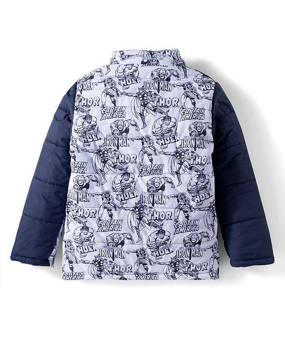 Pine Kids Marvel Woven Full Sleeves Padded Jacket with Detachable Hood & Avengers Print - Multicolor
