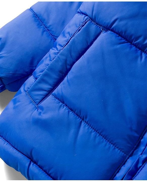 Babyhug Marvel Woven Full Sleeves Hooded Winter Jacket With Spider Man Graphics - Blue