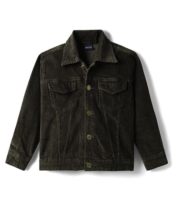 Pine Kids Cotton Woven Full Sleeves Solid Coloured Jacket - Olive Green