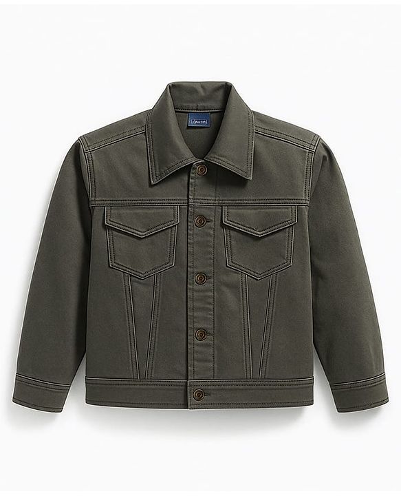 Pine Kids Cotton Woven Full Sleeves Solid Winter Jacket - Olive Green