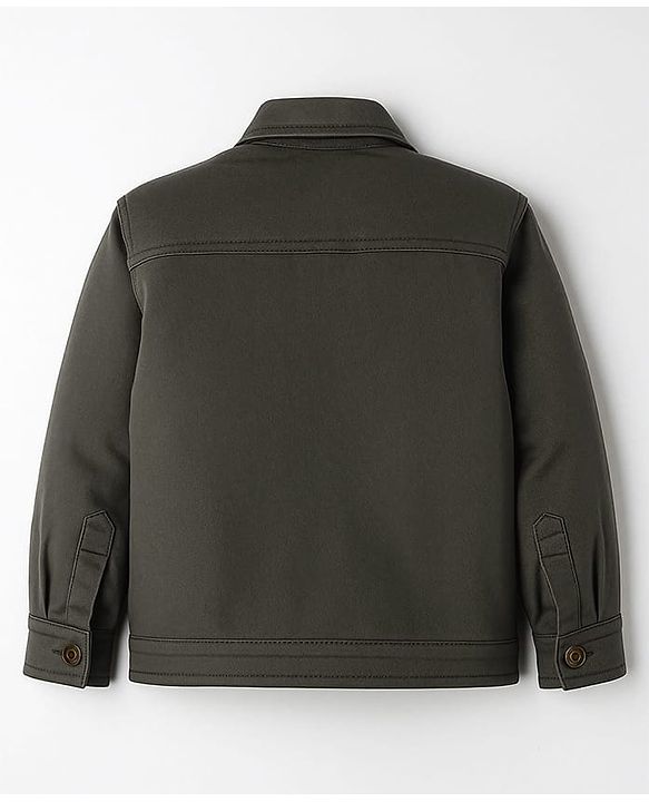 Pine Kids Cotton Woven Full Sleeves Solid Winter Jacket - Olive Green