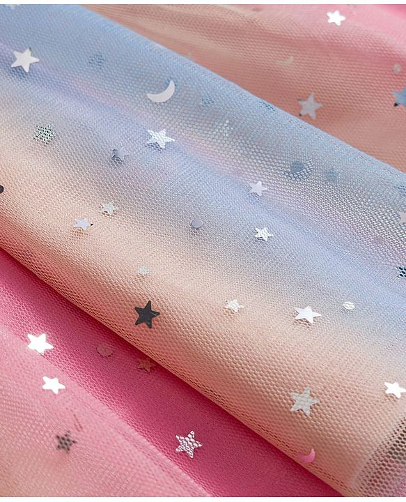 Babyhug Cotton Knit Full Sleeves Star Printed Frock With Bloomer & Headband - Pink