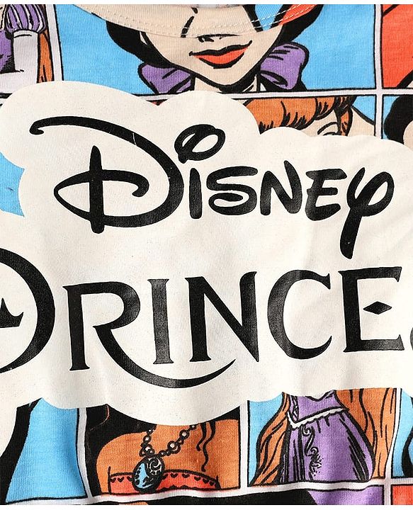 Pine Kids Disney Single Jersey Knit Half Sleeves Frock with Disney Princess Print - Light Blue