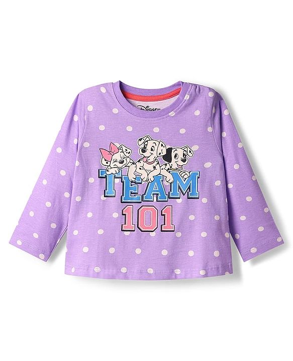 Babyhug Disney 100% Cotton Full Sleeves Round Neck Night Suit With 101 Dalmatians Graphics - Lavender