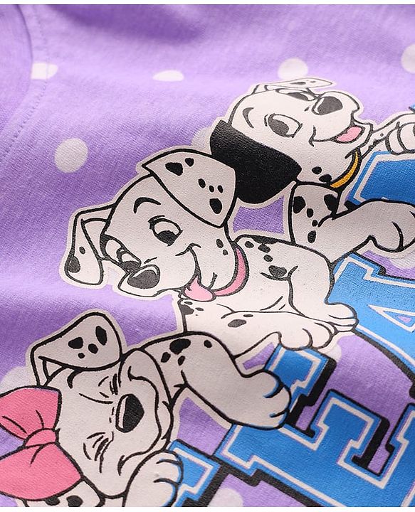 Babyhug Disney 100% Cotton Full Sleeves Round Neck Night Suit With 101 Dalmatians Graphics - Lavender