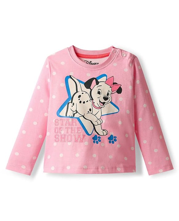 Babyhug Disney 100% Cotton Full Sleeves Round Neck Night Suit With 101 Dalmatians Graphics - Pink