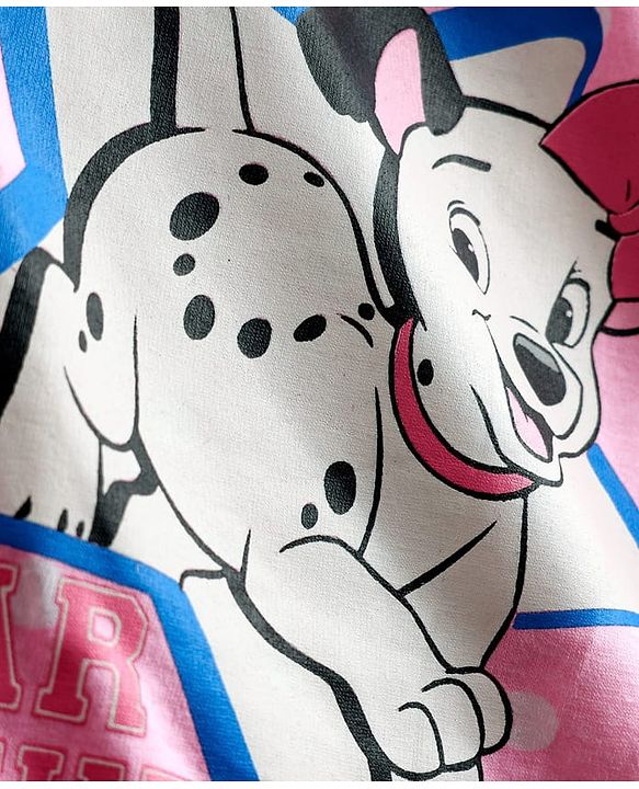 Babyhug Disney 100% Cotton Full Sleeves Round Neck Night Suit With 101 Dalmatians Graphics - Pink