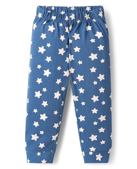 Babyhug Disney 100% Cotton Full Sleeves Front Open Co-Ords Night Suit With Mickey Mouse Graphics - Navy Blue