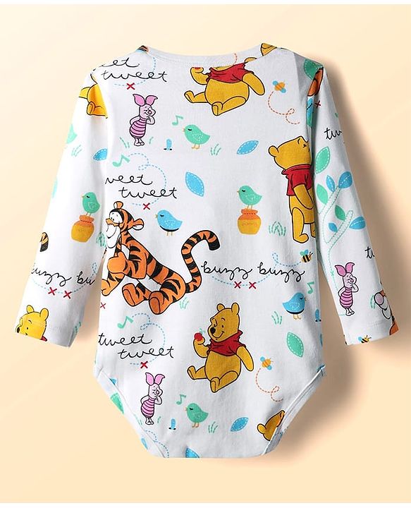 Babyhug Disney Interlock Knit Full Sleeves Onesies With Winnie & Friends Graphic Pack Of 3 - Blue White & Green