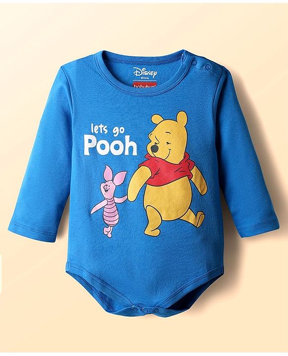 Babyhug Disney Interlock Knit Full Sleeves Onesies With Winnie & Friends Graphic Pack Of 3 - Blue White & Green