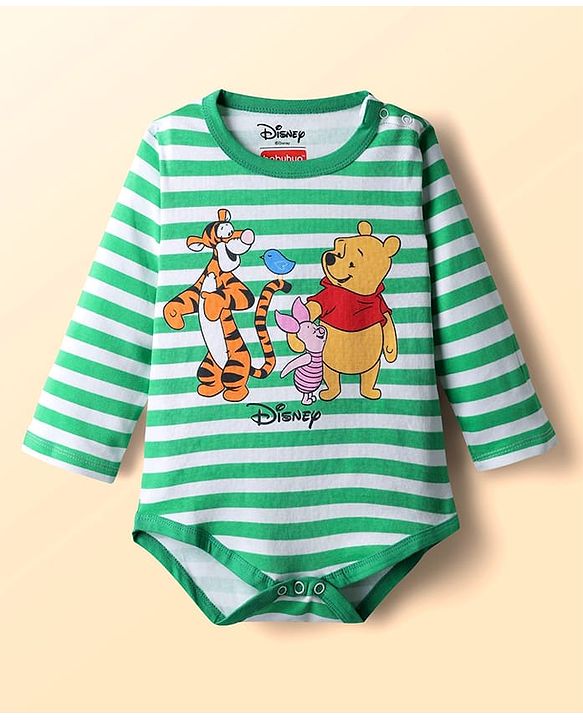 Babyhug Disney Interlock Knit Full Sleeves Onesies With Winnie & Friends Graphic Pack Of 3 - Blue White & Green