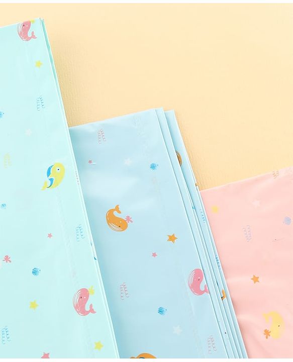 Babyhug Soft Plastic 100% Waterproof Bed Protector&Diaper Changing Sheet Dolphin Print Medium Size- Pack of 3| Easy to Clean| Travel Friendly