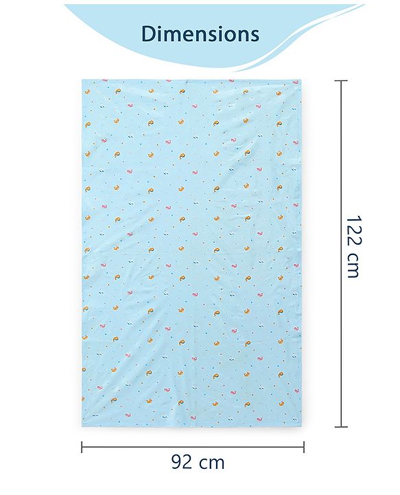 Babyhug Soft Plastic 100% Waterproof Bed Protector & Diaper Changing Sheet Large Size Dolphin Print - Blue| Easy to Clean| Travel Friendly
