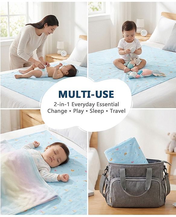Babyhug Soft Plastic 100% Waterproof Bed Protector & Diaper Changing Sheet Large Size Dolphin Print - Blue| Easy to Clean| Travel Friendly