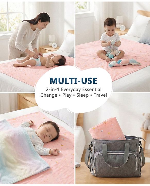 Babyhug Soft Plastic 100% Waterproof Bed Protector & Diaper Changing Sheet Dolphin Print - Extra Large Size - Pink| Easy to Clean| Travel Friendly