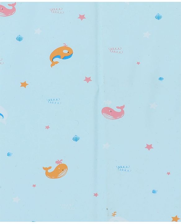 Babyhug Soft Plastic 100% Waterproof Bed Protector & Diaper Changing Sheet Dolphin Print - Extra Large Size - Blue| Easy to Clean| Travel Friendly