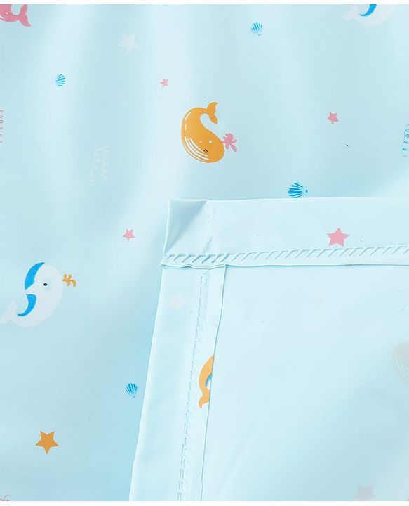 Babyhug Soft Plastic 100% Waterproof Bed Protector & Diaper Changing Sheet Dolphin Print - Extra Large Size - Blue| Easy to Clean| Travel Friendly