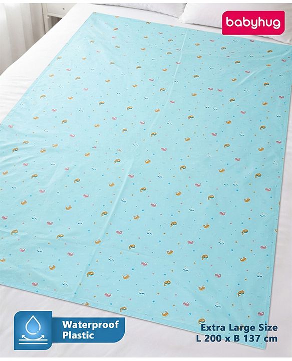 Babyhug Soft Plastic 100% Waterproof Bed Protector & Diaper Changing Sheet Dolphin Print - Extra Large Size - Pink| Easy to Clean| Travel Friendly