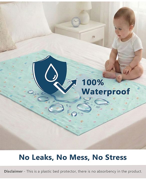 Babyhug Soft Plastic 100% Waterproof Bed Protector & Diaper Changing Sheet Dolphin Print - Extra Large Size - Pink| Easy to Clean| Travel Friendly