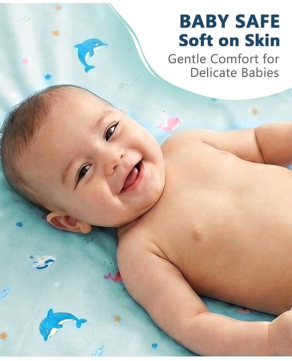 Babyhug Soft Plastic 100% Waterproof Bed Protector & Diaper Changing Sheet Dolphin Print - Extra Large Size - Pink| Easy to Clean| Travel Friendly