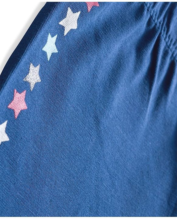 Babyhug Cotton Lycra Knit Full Length Leggings with Stars Print - Navy Blue