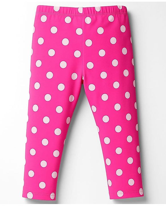 Babyhug Knit Full Length Leggings With Polka Dots & Floral Print Pack of 2  - Dark Pink & Yellow