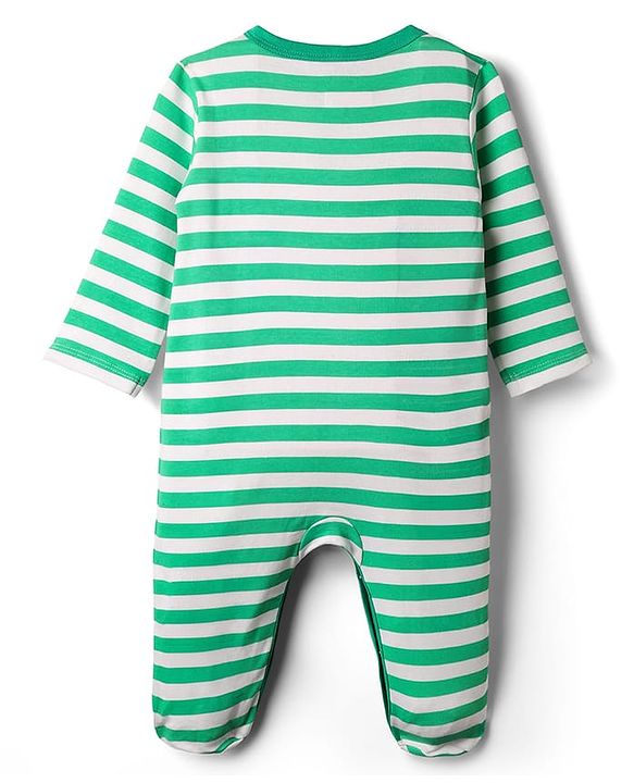 Babyhug Disney Interlock Knit Full Sleeves Footed Sleepsuit With Mickey Mouse Print Pack Of 2 - Green & Red