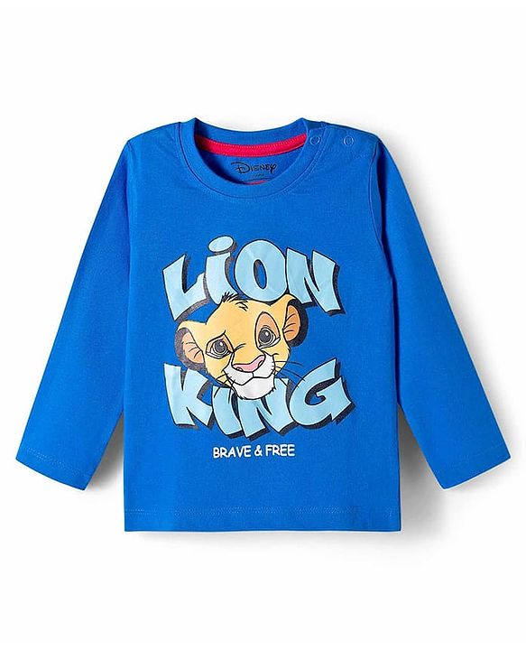 Babyhug Disney Single Jersey Knit Full Sleeves Night Suit With Lion King Graphics - Blue