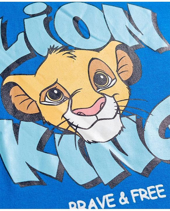 Babyhug Disney Single Jersey Knit Full Sleeves Night Suit With Lion King Graphics - Blue