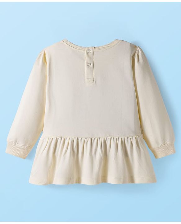 Babyhug 100% Cotton Single Jersey Knit Full Sleeves Top and Leggings Set with Bow Print & Applique - Offwhite & Red