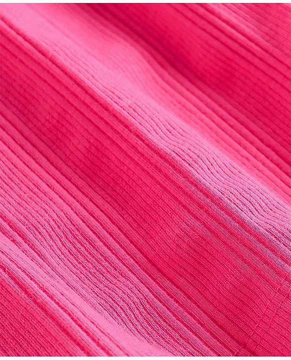 Babyhug 100% Cotton Rib Knit Full Sleeves Solid Top & Leggings Co-Ord Set - Pink