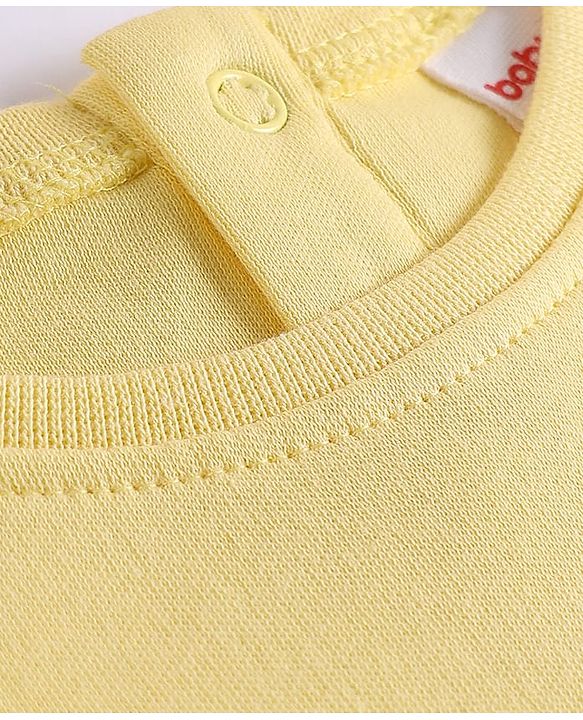 Babyhug Single Jersey Knit Full Sleeves Top and Leggings Set with Back-Snap Buttons & Bear Print - Yellow & Purple