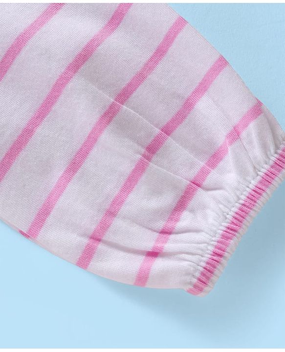 Babyhug Single Jersey Knit Full Sleeves Top and Leggings Set with Stripes & Floral Print - Pink