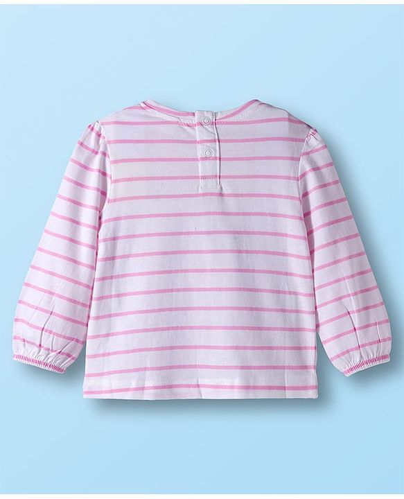Babyhug Single Jersey Knit Full Sleeves Top and Leggings Set with Stripes & Floral Print - Pink