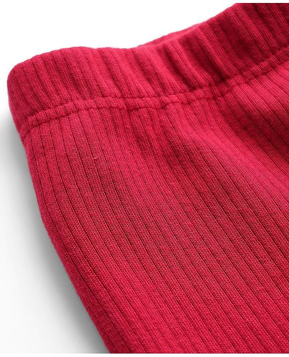 Babyhug Rib Cotton Lycra Knit Full Length Flared Leggings With Stretch - Pink