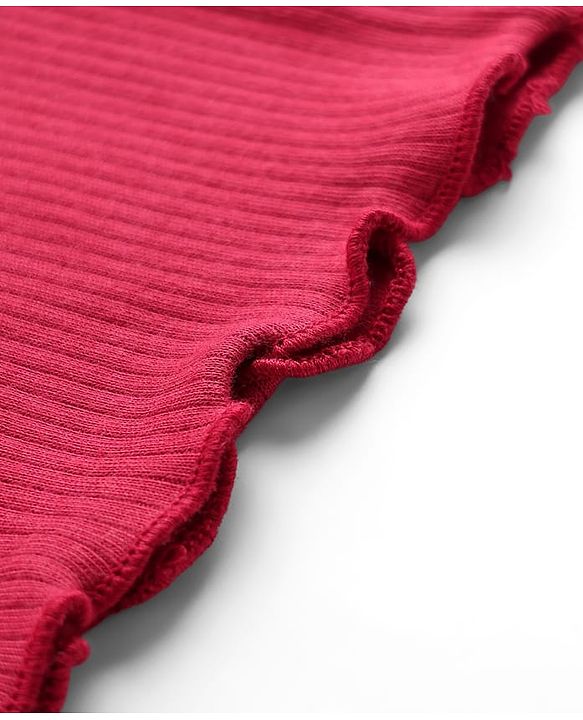 Babyhug Rib Cotton Lycra Knit Full Length Flared Leggings With Stretch - Pink