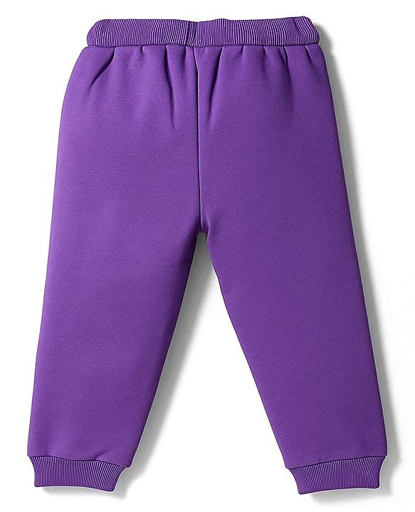 Babyhug Terry Knit Premium Light Gauge Terry Full Sleeves Top & Joggers Set With Bow Print - Purple