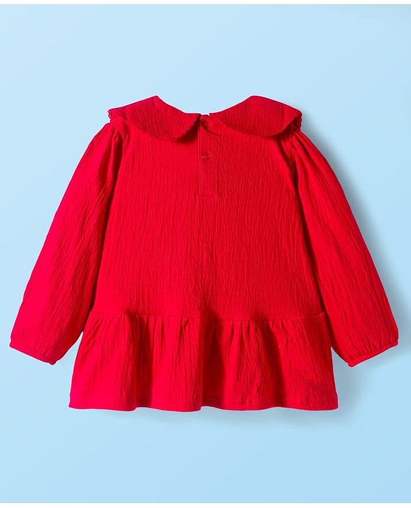 Babyhug 100% Cotton Single Jersey Knit Full Sleeves Top and Pant Set With Bow Print - Red & White