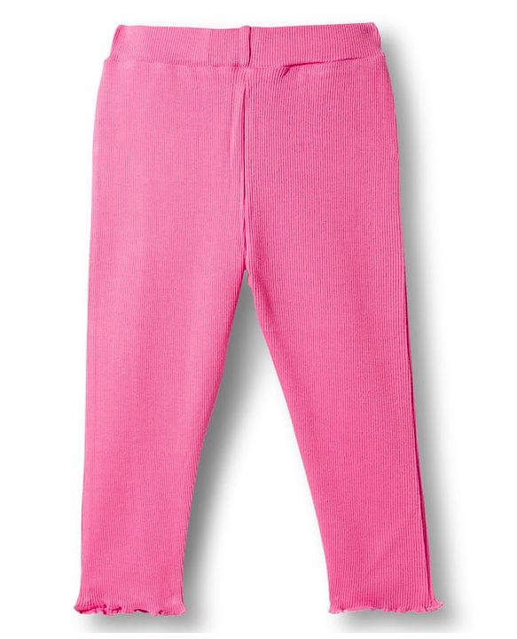 Babyhug Single Jersey Knit Top and Leggings Set With Floral Embroidery & Frill Detailing - Navy Blue & Pink