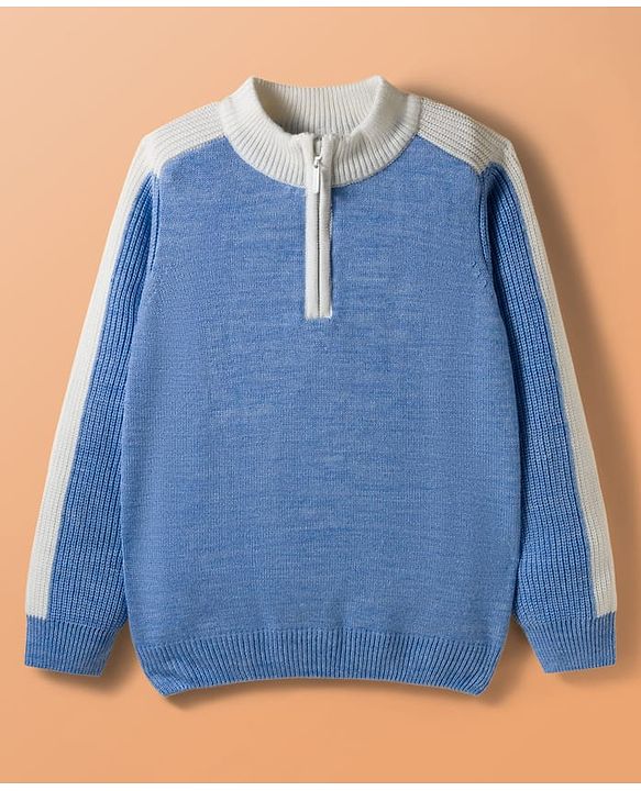 Pine Kids Knit Full Raglan Sleeves Pullover Sweater - Light Blue