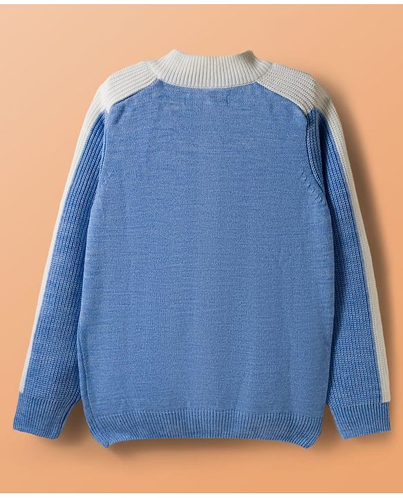 Pine Kids Knit Full Raglan Sleeves Pullover Sweater - Light Blue