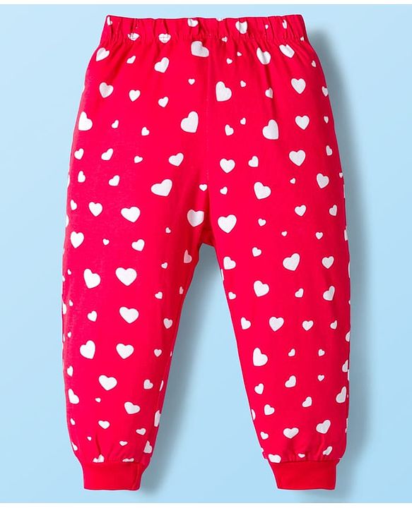 Babyhug Disney Single Jersey Knit Full Sleeves Night Suit With Minnie Mouse Graphics - White & Red