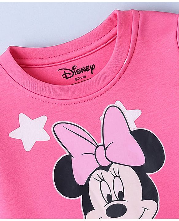 Babyhug Disney Single Jersey Knit Full Sleeves T-Shirts with Minnie & Friends Graphics Pack of 3 - Pink & White