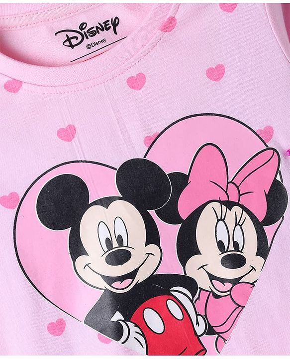 Babyhug Disney Single Jersey Knit Full Sleeves T-Shirts with Minnie & Friends Graphics Pack of 3 - Pink & White