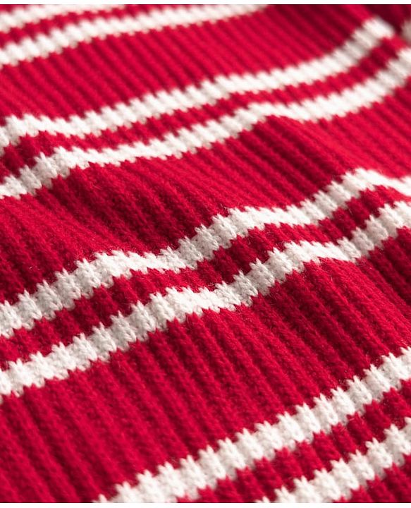 Pine Kids Knit Full Sleeves Pullover Sweater with Stripes - Red