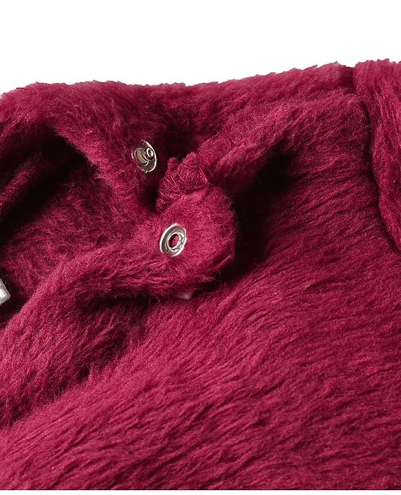 Babyhug Velour Knit Full Sleeves Winter wear Night Suit With Bear Patch - Wine