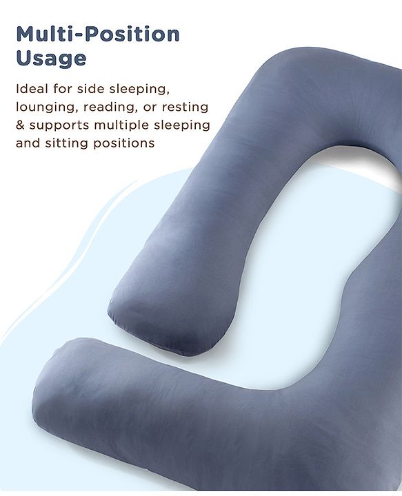 Babyhug 100% Cotton Flexible & Supportive U Shape Maternity Pillow- Maroon| Soft Yet Firm| Breathable Fabric| Sleep Feeding & Back Support| Pre & Post Natal| Promotes Peaceful Sleep| Full Body Support