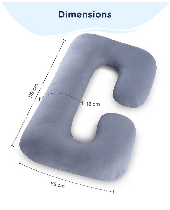 Babyhug 100% Cotton Flexible & Supportive U Shape Maternity Pillow- Maroon| Soft Yet Firm| Breathable Fabric| Sleep Feeding & Back Support| Pre & Post Natal| Promotes Peaceful Sleep| Full Body Support