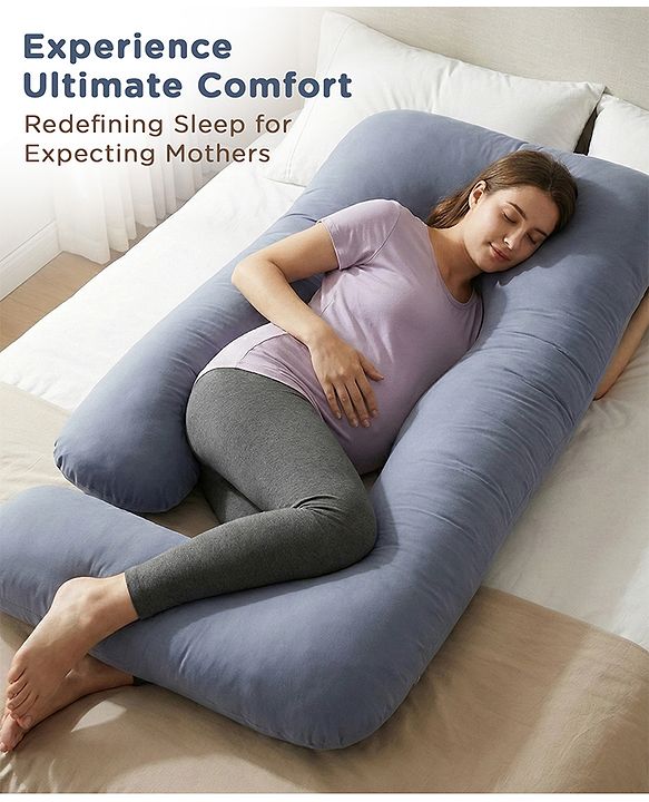 Babyhug 100% Cotton Flexible & Supportive U Shape Maternity Pillow- Maroon| Soft Yet Firm| Breathable Fabric| Sleep Feeding & Back Support| Pre & Post Natal| Promotes Peaceful Sleep| Full Body Support