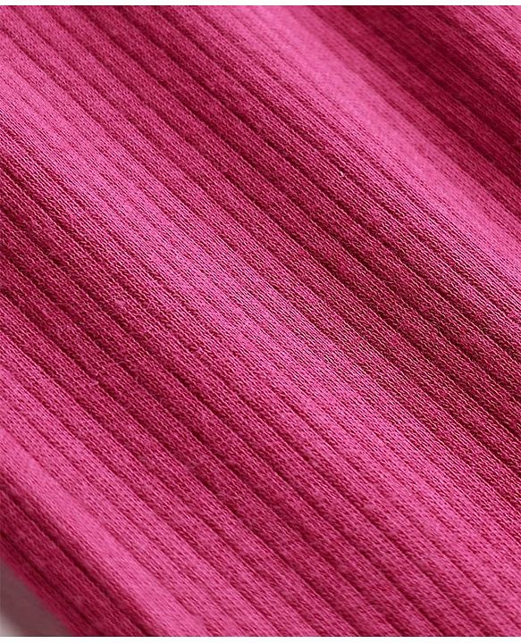 Babyhug Rib Cotton Lycra Knit Solid Leggings With Stretch - Pink